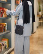 ست تونیک و شلوار گلدوزی آبی - تصویر 7