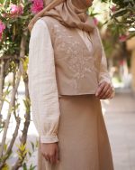 ست ژیله و دامن گلدوزی کرم